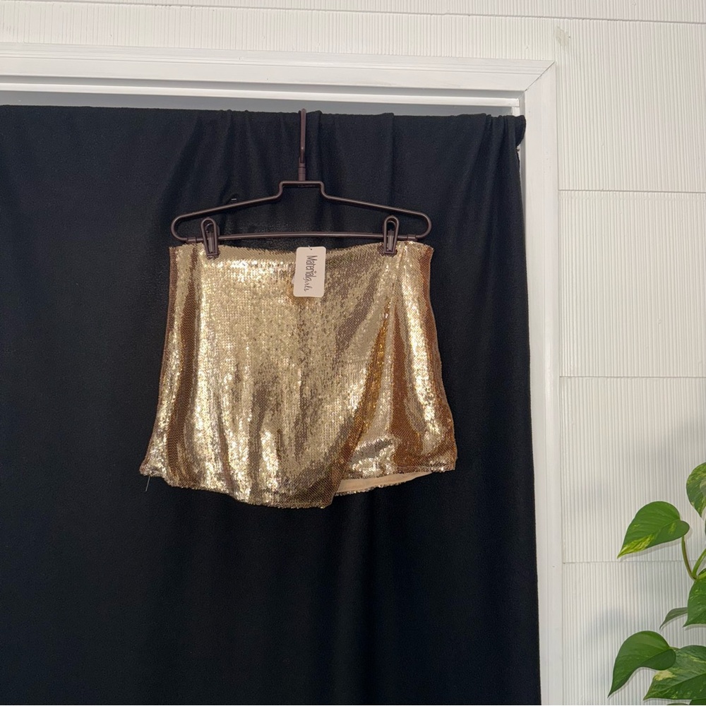 Gold Sequin Mini Skirt